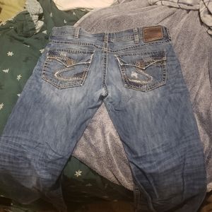 Mens Silver Zach Flap Jeans 38X32